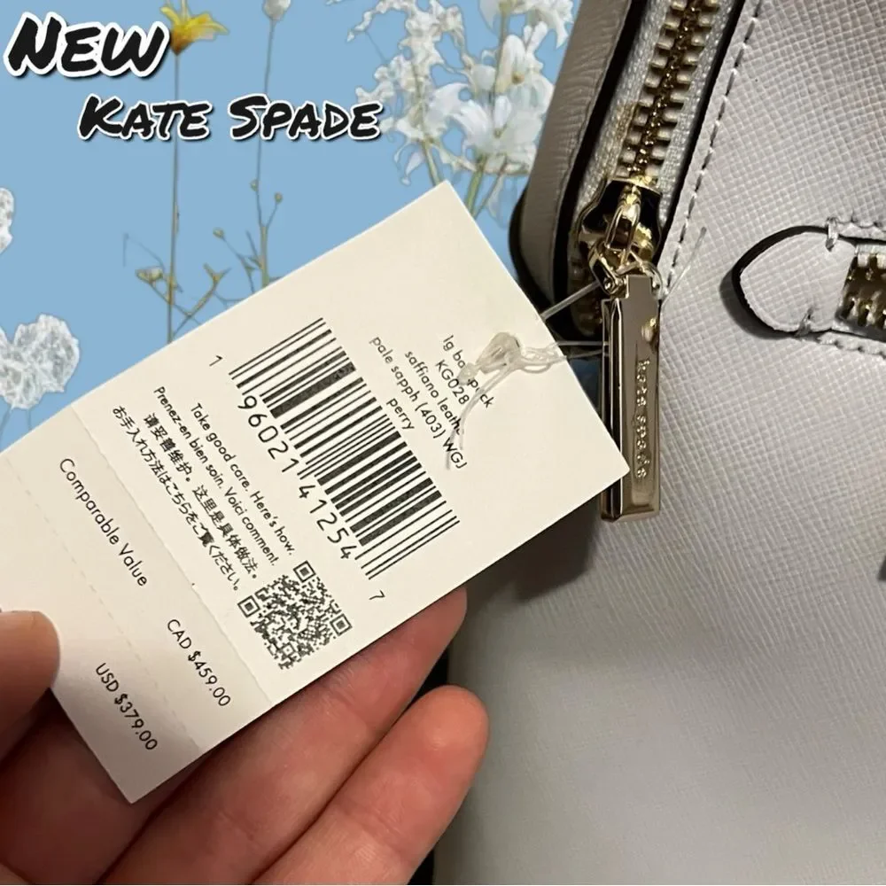 NEW Kate Spade New York “Leila” Saffiano Leather Backpack – Pale Sapphire (Light